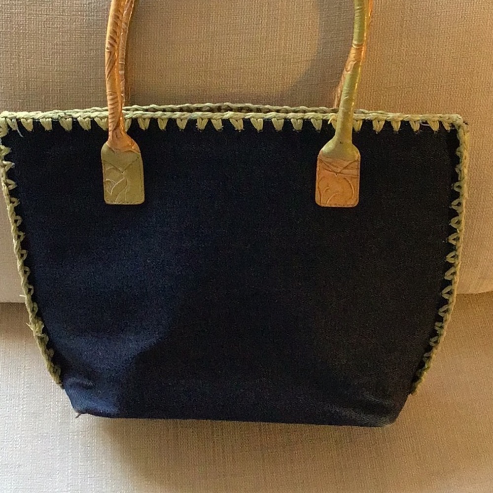 Berge Made In Italy Tooled Leatherdenim Purse Gem